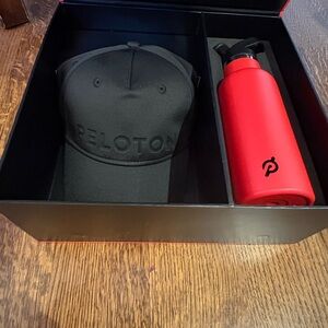 NWT Peloton Black Hat and Red Bottle Set